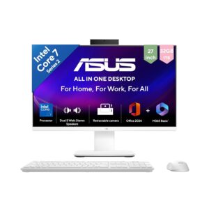 ASUS V400 (2026),Intel Core 7 240H (14th Gen),Intel iGPU,32GB/1TB,FHD,27"(68.58 cm),Windows 11,M365 Basic(1Y),Office 24,White,7.07 Kg,V470VA-KWC7003WS,with Wireless Keyboard & Mouse,All in One PC