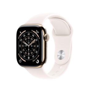 Apple Watch Series 11 GPS + Cellular 42mm Gold Titanium Case with Light Blush Sport Band - S/M